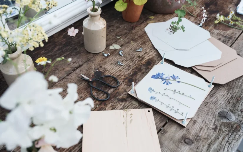 Herbář chrpa modrá – lis na rostliny – střední