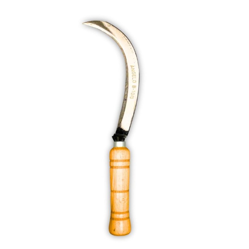 Kosák so zubatým ostrím na trávy, obilie a byliny