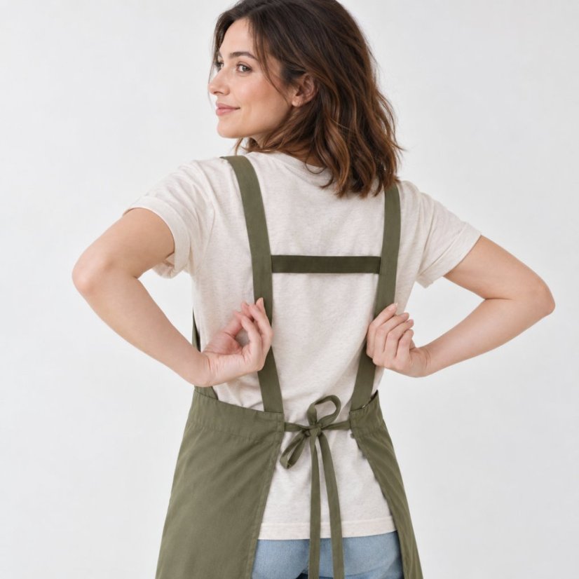 Șorț de grădinărit din bumbac și in – verde