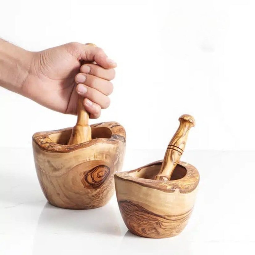 Mojar din lemn de măslin – margine ondulată, 14 cm