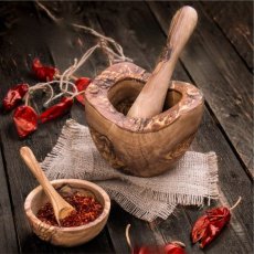 Mojar din lemn de măslin – margine ondulată, 14 cm