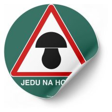 Jedu na houby – samolepka na auto