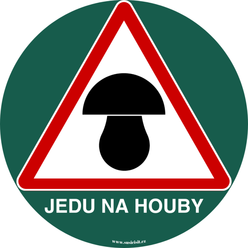 Jedu na houby – samolepka na auto