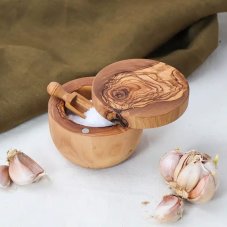 Olivová miska na byliny a korenie s magnetickým zatváraním