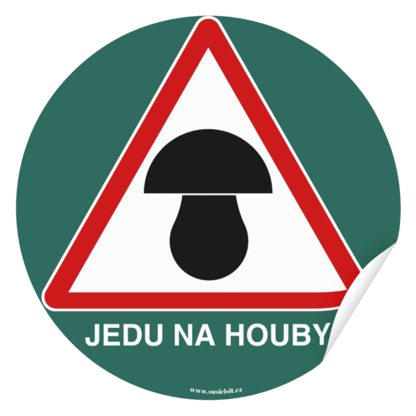 Jedu na houby – samolepka na auto